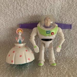 Vintage 90s Pixar Toy Story Buzz Lightyear and Little Bo-Peep Figures